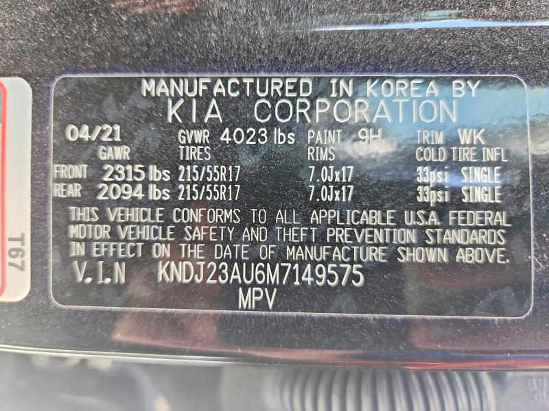 2021 Kia Soul მანქანა იყიდება აუქციონზე, vin: KNDJ23AU6M7149575, აუქციონის ნომერი: 66707826