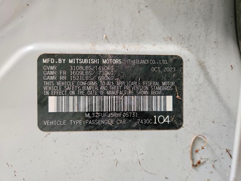 63334656 :رقم المزاد ، ML32FUFJ5RHF05731 vin ، 2024 Mitsubishi Mirage مزاد بيع