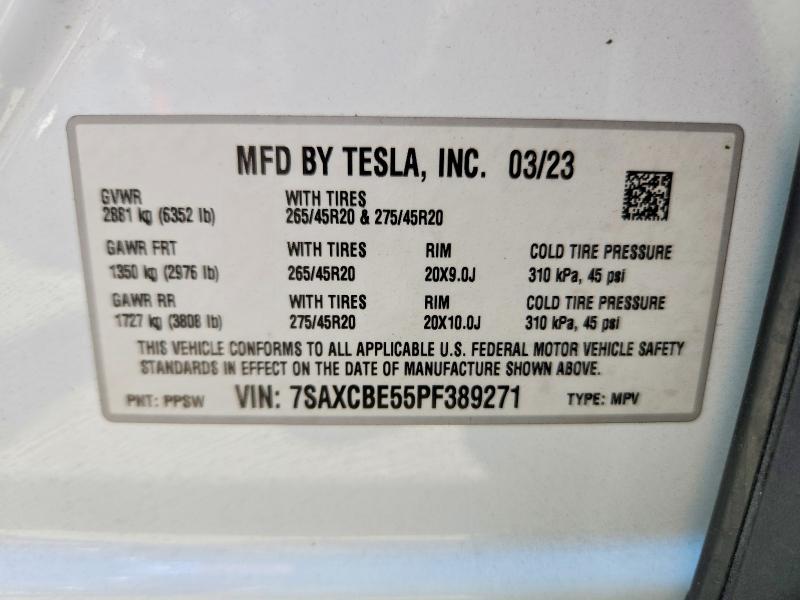 Aukcja sprzedaży 2023 Tesla Model X, vin: 7SAXCBE55PF389271, numer aukcji: 64315616