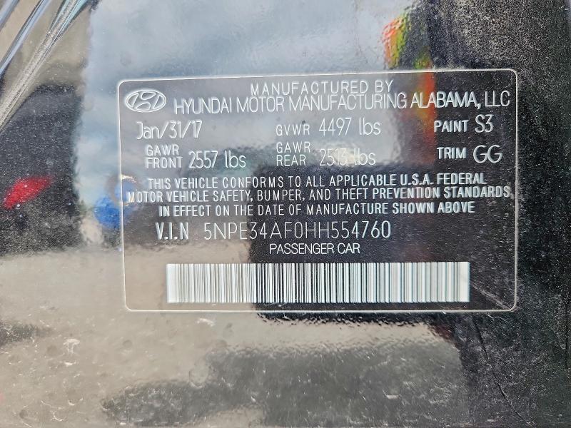 Aukcja sprzedaży 2017 Hyundai Sonata, vin: 5NPE34AF0HH554760, numer aukcji: 63188996
