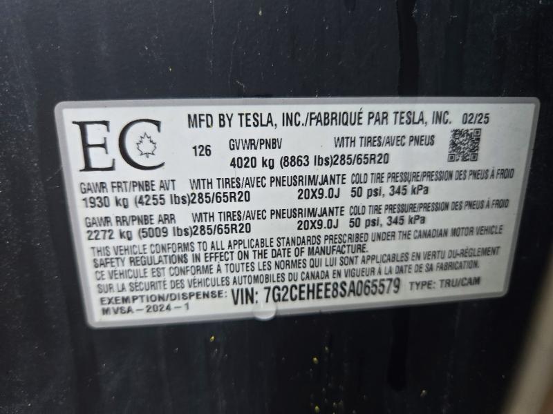 Продажа на аукционе авто 2025 Tesla Cybertruck, vin: 7G2CEHEE8SA065579, номер лота: 66728216