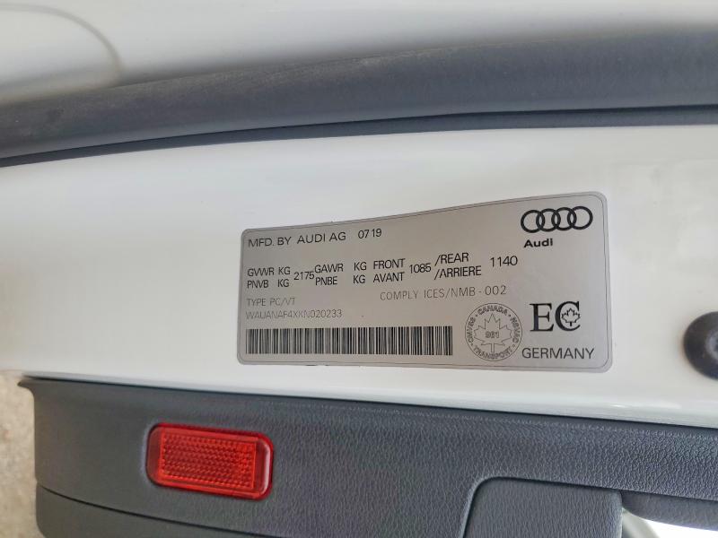 Продаж на аукціоні авто 2019 Audi A4, vin: WAUANAF4XKN020233, номер лоту: 66759046
