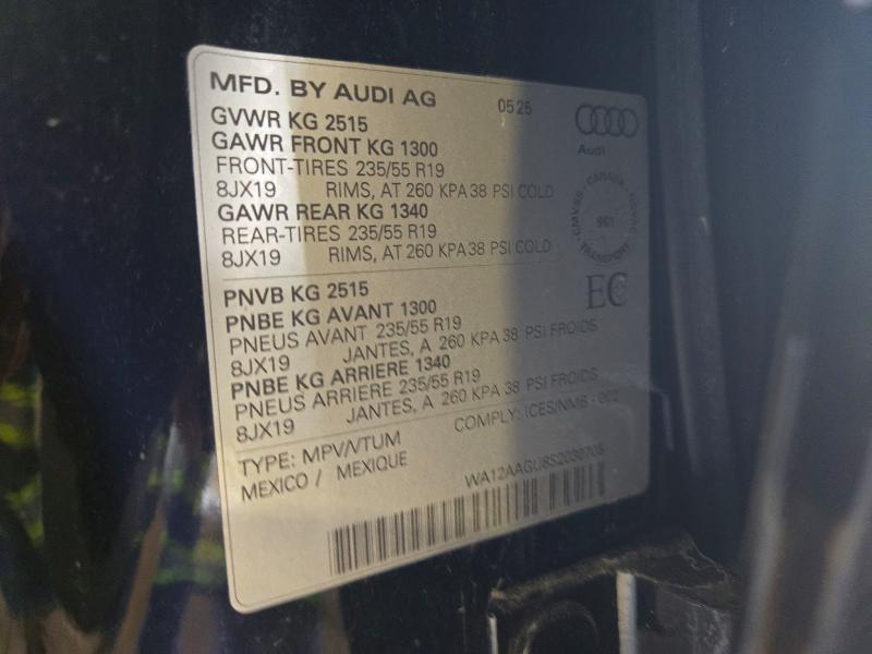 2025 Audi Q5 მანქანა იყიდება აუქციონზე, vin: WA12AAGU8S2030708, აუქციონის ნომერი: 64750566