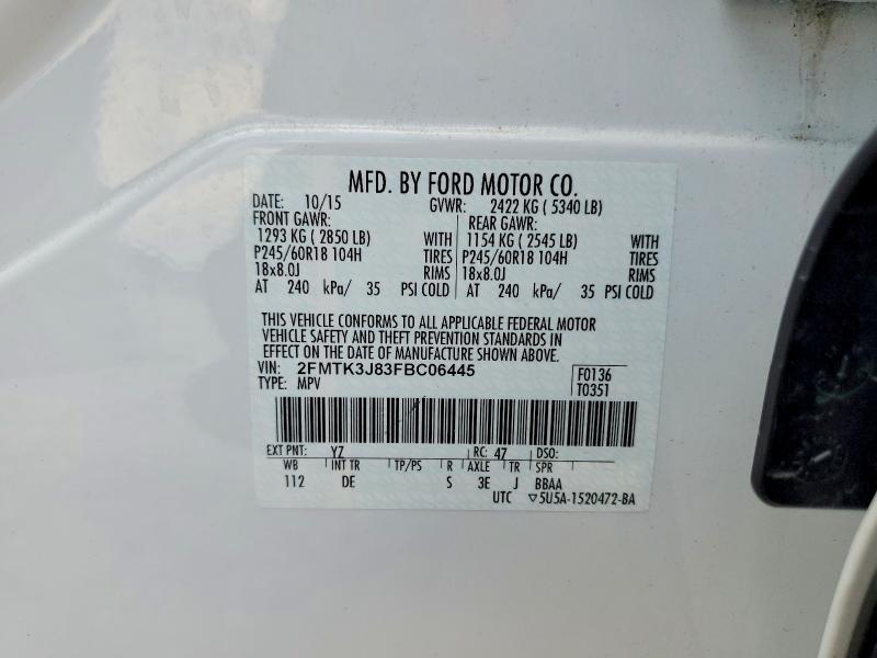 Продаж на аукціоні авто 2015 Ford Edge, vin: 2FMTK3J83FBC06445, номер лоту: 67014196