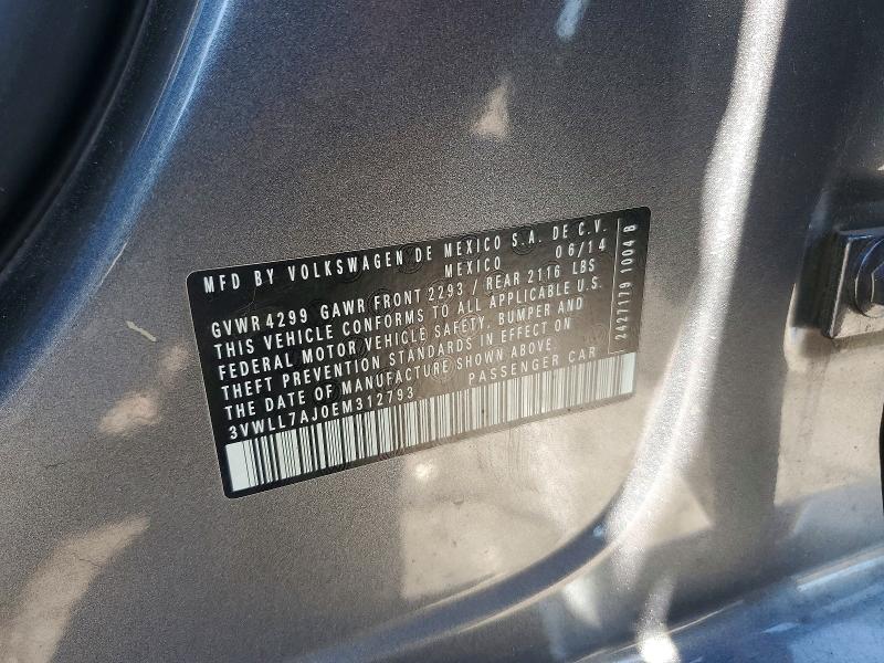 66197076 :رقم المزاد ، 3VWLL7AJ0EM312793 vin ، 2014 Volkswagen Jetta مزاد بيع