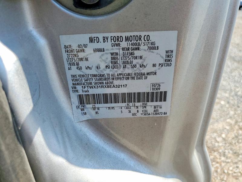63437486 :رقم المزاد ، 1FTWX31RX8EA32117 vin ، 2008 Ford F350 مزاد بيع