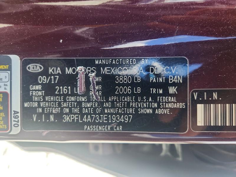 Aukcja sprzedaży 2018 Kia Forte, vin: 3KPFL4A73JE193497, numer aukcji: 63244836
