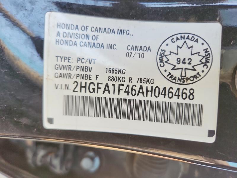 Aukcja sprzedaży 2010 Honda Civic, vin: 2HGFA1F46AH046468, numer aukcji: 66350756