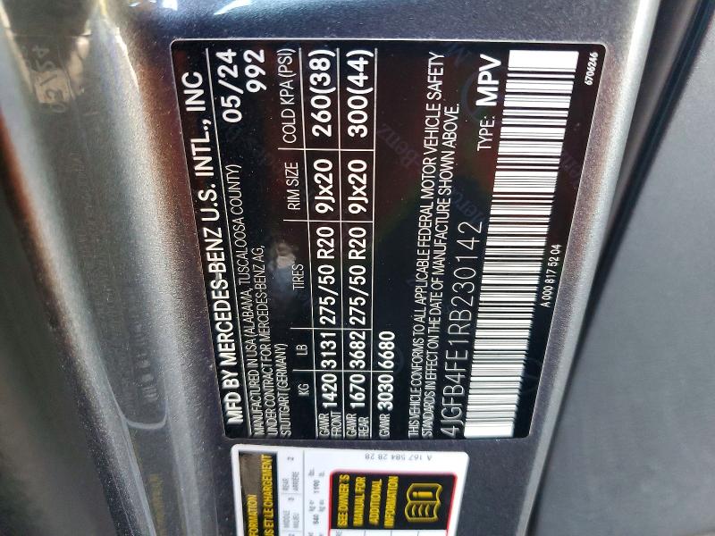 65023546 :رقم المزاد ، 4JGFB4FE1RB230142 vin ، 2024 Mercedes-benz Gle مزاد بيع