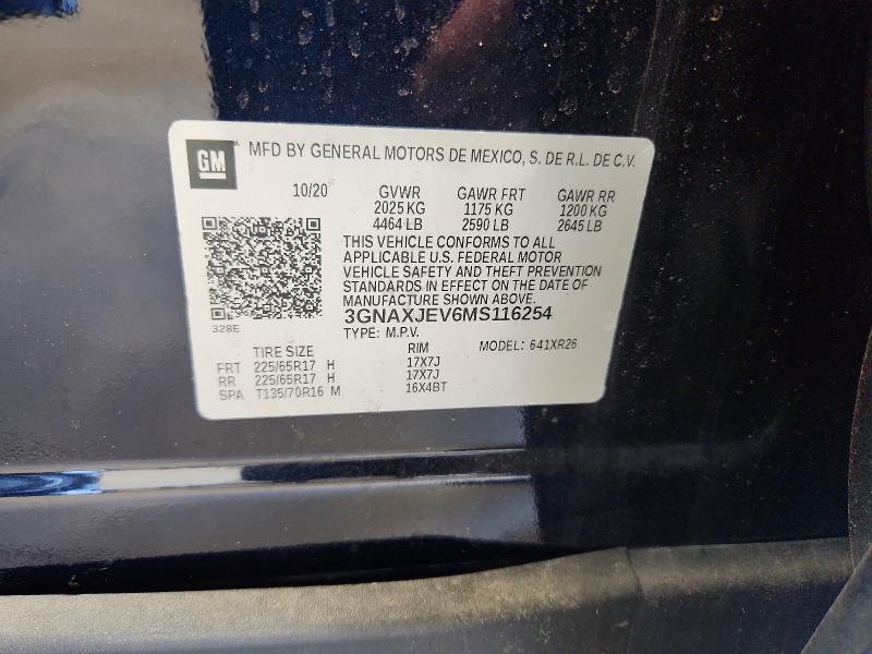 Продаж на аукціоні авто 2021 Chevrolet Equinox, vin: 3GNAXJEV6MS116254, номер лоту: 66219526
