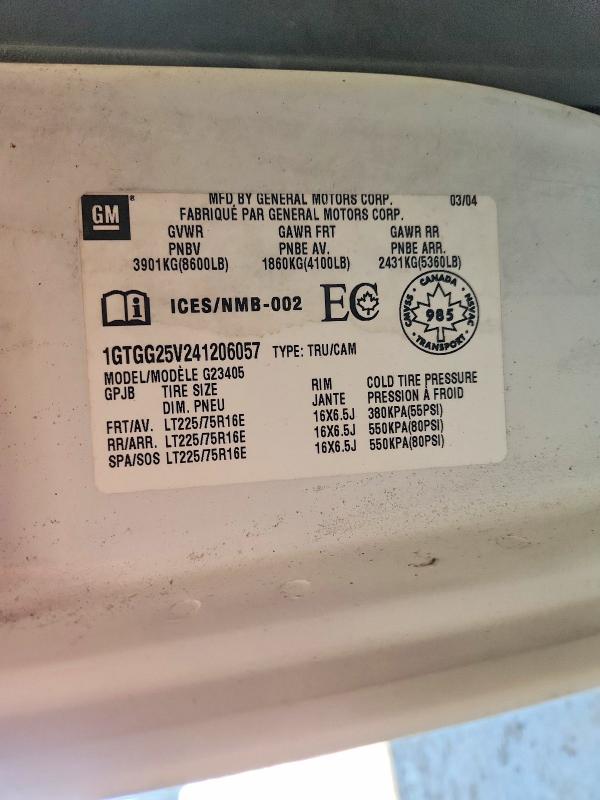 Продажа на аукционе авто 2004 Gmc Savana, vin: 1GTGG25V241206057, номер лота: 62285546