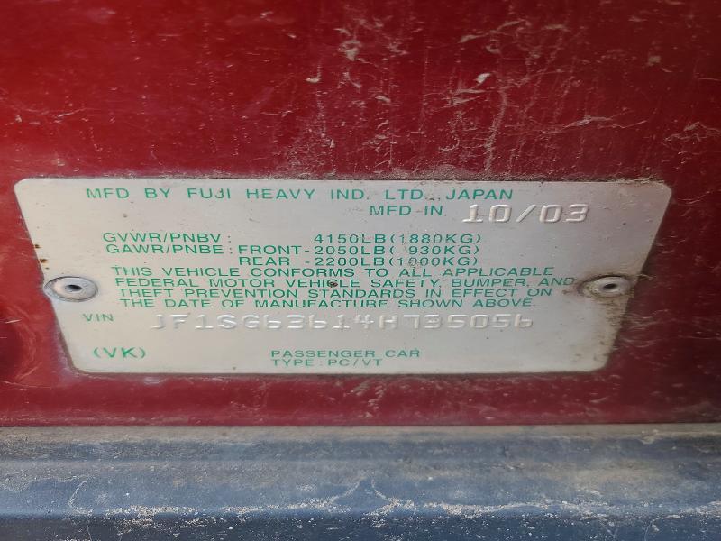 Продажа на аукционе авто 2004 Subaru Forester, vin: JF1SG63614H735056, номер лота: 64845386