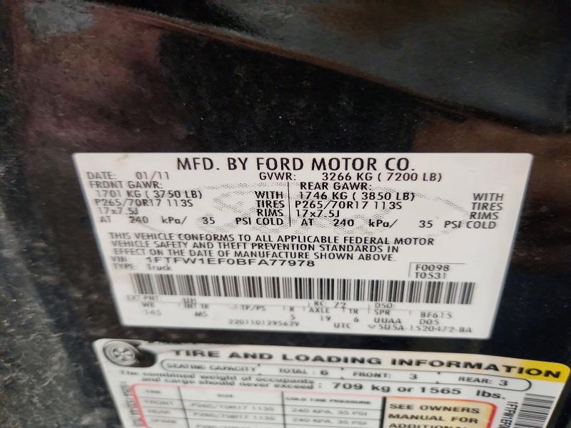 Продажа на аукционе авто 2011 Ford F150, vin: 1FTFW1EF0BFA77978, номер лота: 64298916