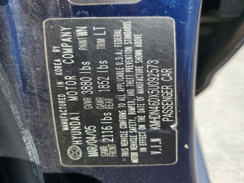 Продажа на аукционе авто 2005 Hyundai Elantra, vin: KMHDN46DX5U092573, номер лота: 65094946