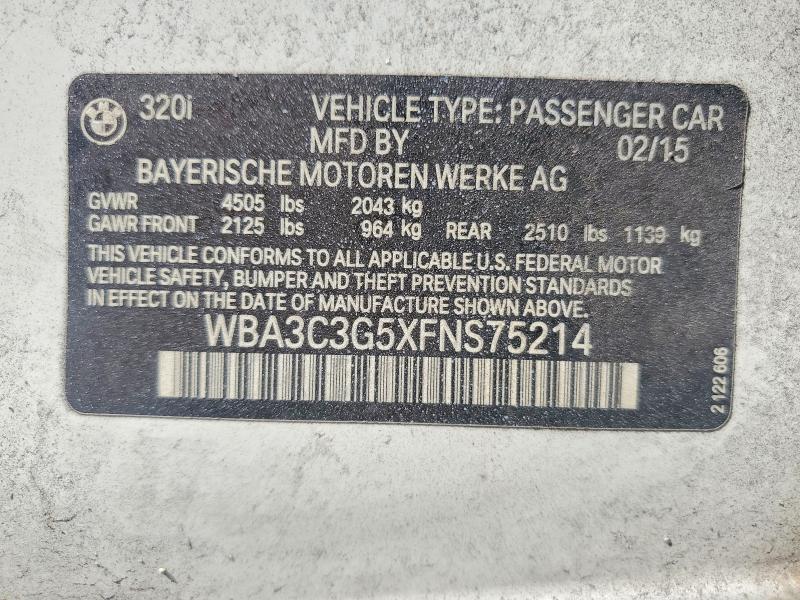 Aukcja sprzedaży 2015 Bmw 320, vin: WBA3C3G5XFNS75214, numer aukcji: 71093746