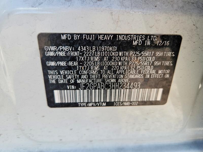 Продаж на аукціоні авто 2017 Subaru Crosstrek, vin: JF2GPABC3HH234493, номер лоту: 65199576
