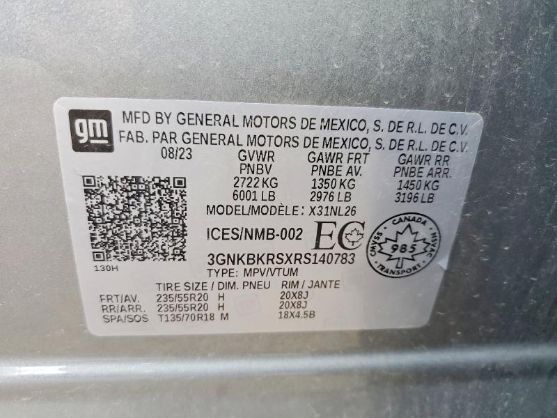 Aukcja sprzedaży 2024 Chevrolet Blazer, vin: 3GNKBKRSXRS140783, numer aukcji: 66272506