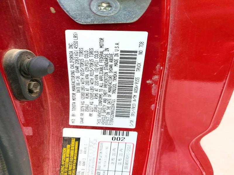 Aukcja sprzedaży 2006 Toyota Tacoma, vin: 5TENX22N86Z284721, numer aukcji: 64419986