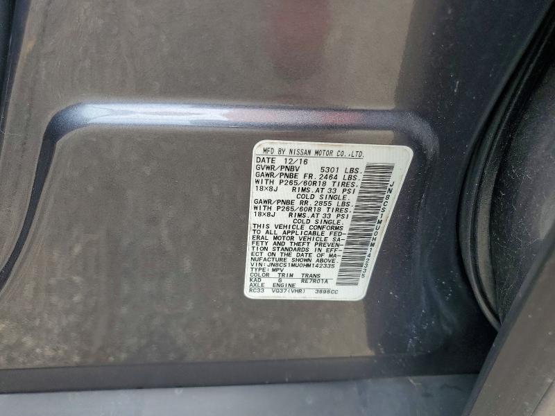 Aukcja sprzedaży 2017 Infiniti Qx70, vin: JN8CS1MU0HM142335, numer aukcji: 64607076