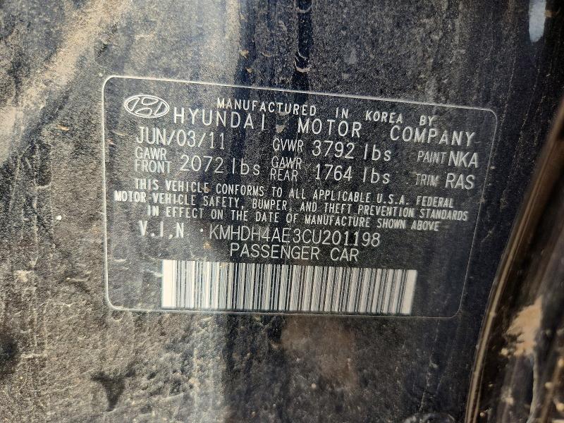 Aukcja sprzedaży 2012 Hyundai Elantra, vin: KMHDH4AE3CU201198, numer aukcji: 63178716