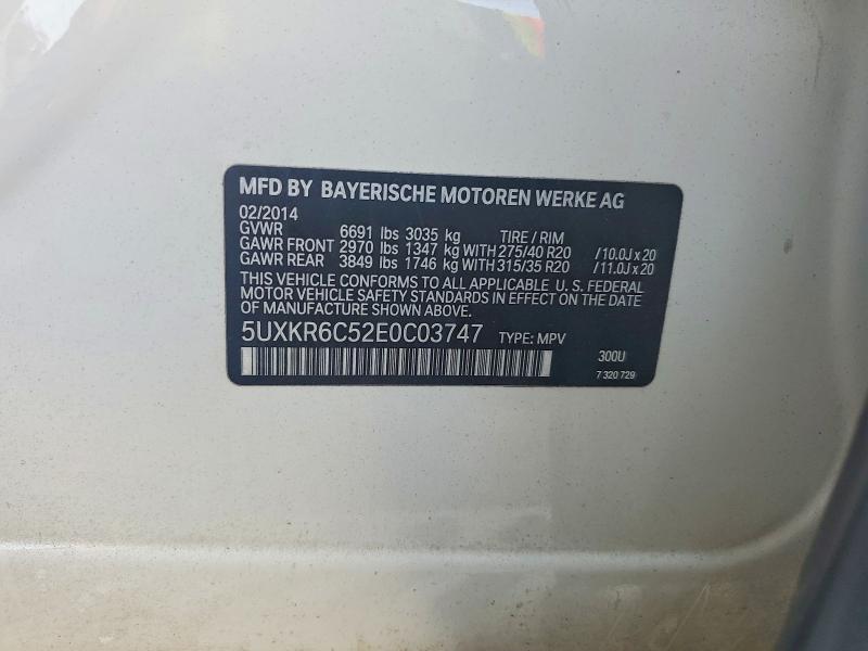 2014 Bmw X5 მანქანა იყიდება აუქციონზე, vin: 5UXKR6C52E0C03747, აუქციონის ნომერი: 65614836