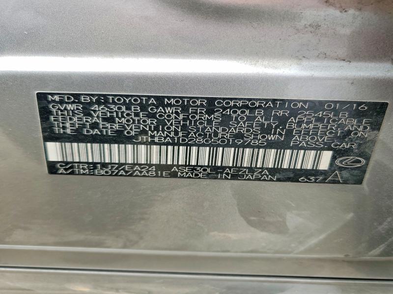 Продаж на аукціоні авто 2016 Lexus Is, vin: JTHBA1D28G5019785, номер лоту: 65485566