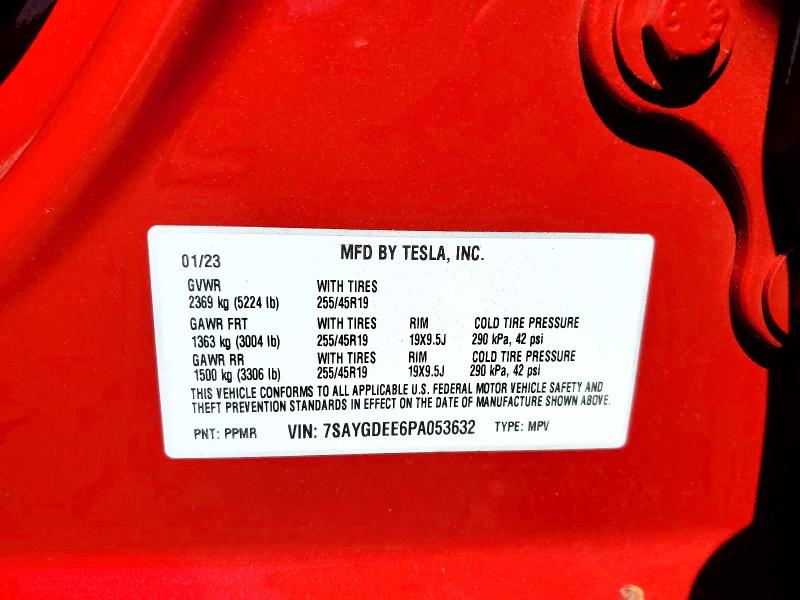 65459526 :رقم المزاد ، 7SAYGDEE6PA053632 vin ، 2023 Tesla Model Y مزاد بيع
