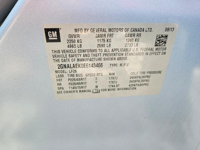 Aukcja sprzedaży 2014 Chevrolet Equinox, vin: 2GNALAEK0E6143466, numer aukcji: 65118126