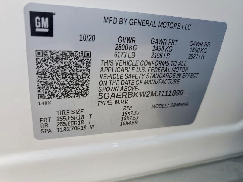 Aukcja sprzedaży 2021 Buick Enclave, vin: 5GAERBKW2MJ111899, numer aukcji: 65313816