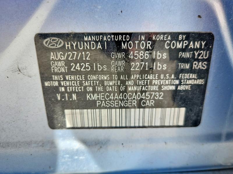 Aukcja sprzedaży 2012 Hyundai Sonata, vin: KMHEC4A40CA045732, numer aukcji: 61732406