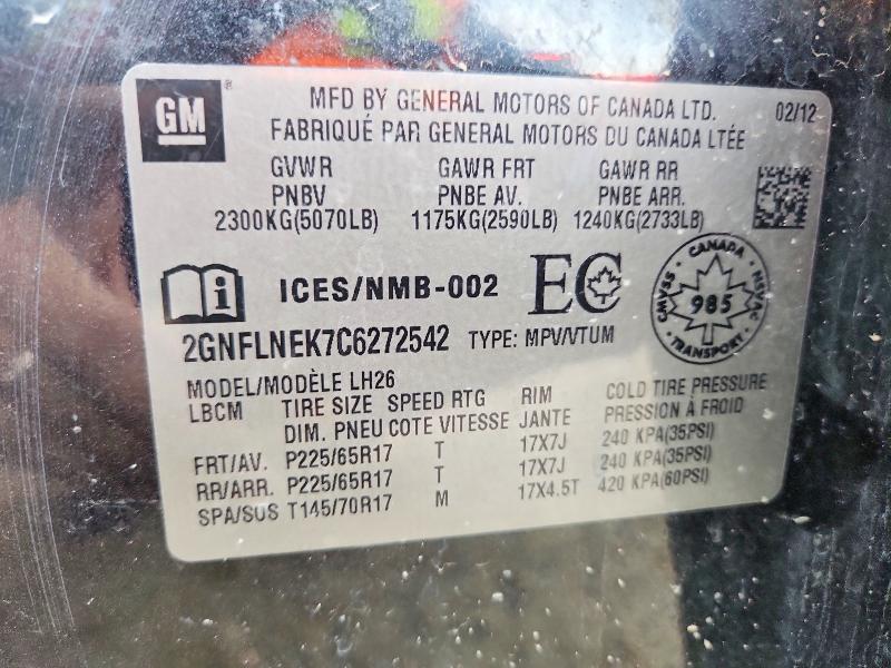 Продажа на аукционе авто 2012 Chevrolet Equinox, vin: 2GNFLNEK7C6272542, номер лота: 64194756
