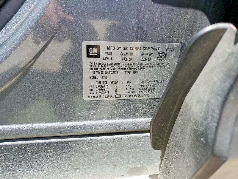 64703376 :رقم المزاد ، KL79MSSL7MB034670 vin ، 2021 Chevrolet Trailblazer مزاد بيع