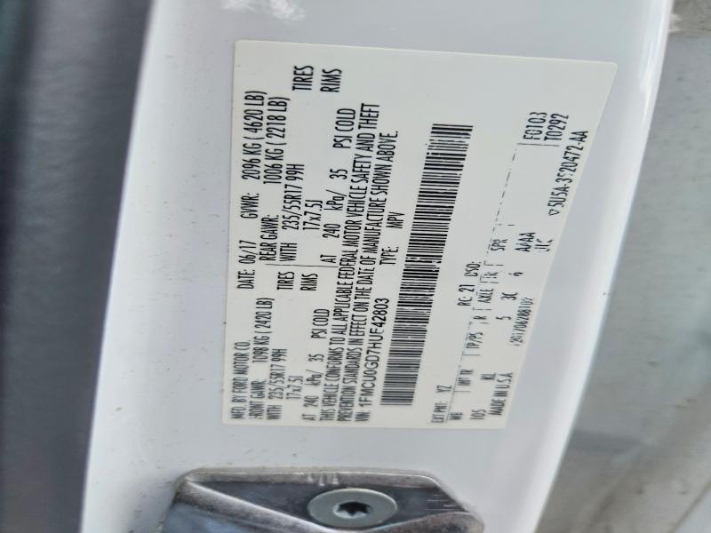 65689906 :رقم المزاد ، 1FMCU0GD7HUE42803 vin ، 2017 Ford Escape مزاد بيع