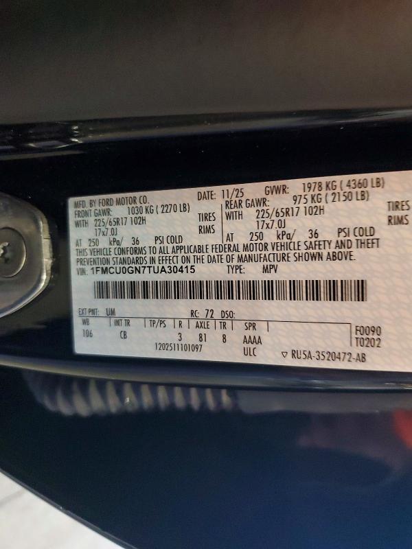 Продаж на аукціоні авто 2026 Ford Escape, vin: 1FMCU0GN7TUA30415, номер лоту: 65549396