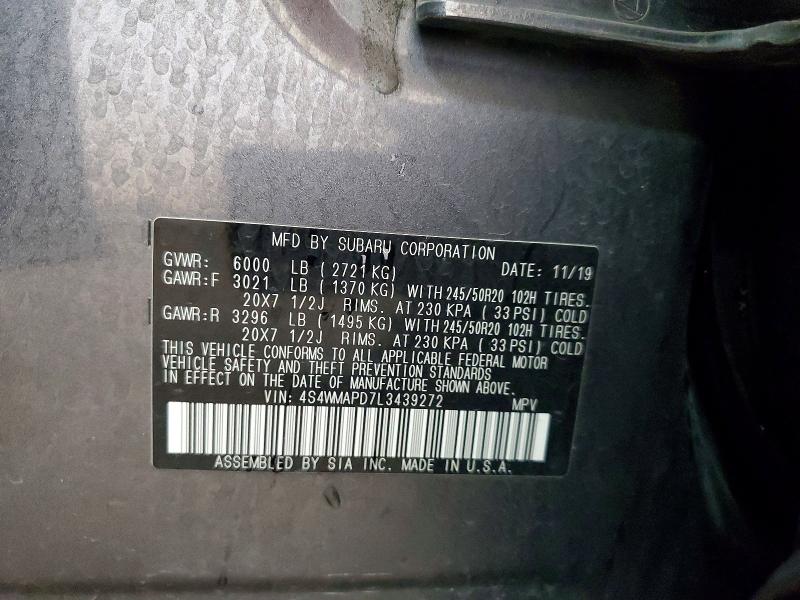 Продаж на аукціоні авто 2020 Subaru Ascent, vin: 4S4WMAPD7L3439272, номер лоту: 67002736