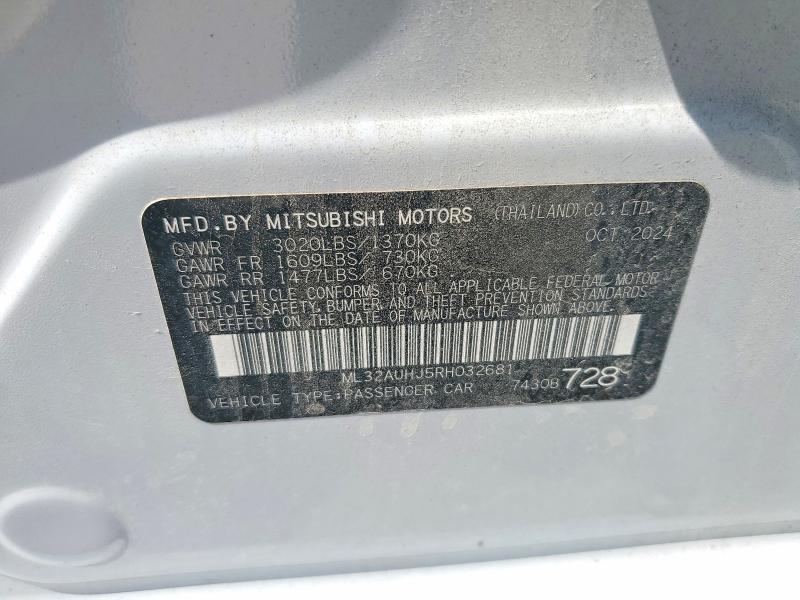 66695496 :رقم المزاد ، ML32AUHJ5RH032681 vin ، 2024 Mitsubishi Mirage مزاد بيع