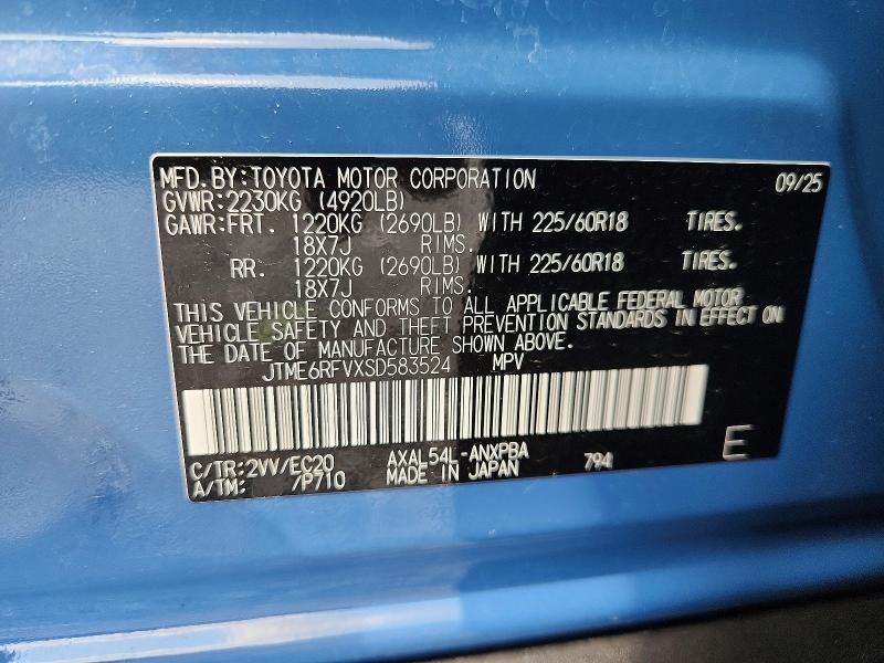 Продажа на аукционе авто 2025 Toyota Rav4, vin: JTME6RFVXSD583524, номер лота: 66510256