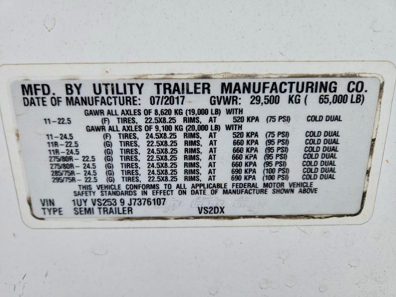 66124986 :رقم المزاد ، 1UYVS2539J7376107 vin ، 2018 Utility Vs2dx مزاد بيع