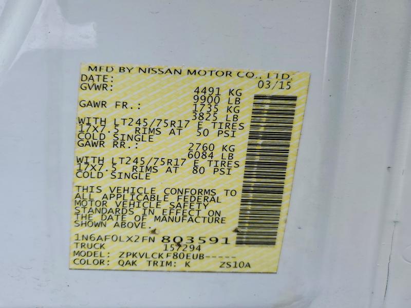 Aukcja sprzedaży 2015 Nissan Nv, vin: 1N6AF0LX2FN803591, numer aukcji: 63616586