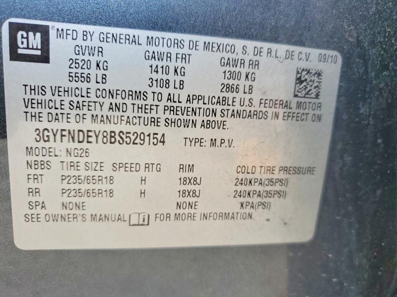 2011 Cadillac Srx მანქანა იყიდება აუქციონზე, vin: 3GYFNDEY8BS529154, აუქციონის ნომერი: 65799326