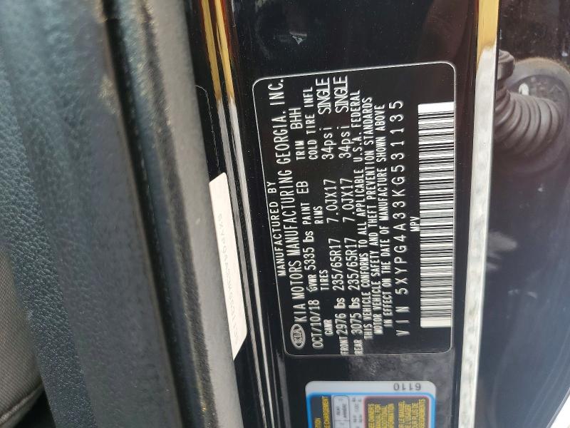 Продажа на аукционе авто 2019 Kia Sorento, vin: 5XYPG4A33KG531135, номер лота: 67134186