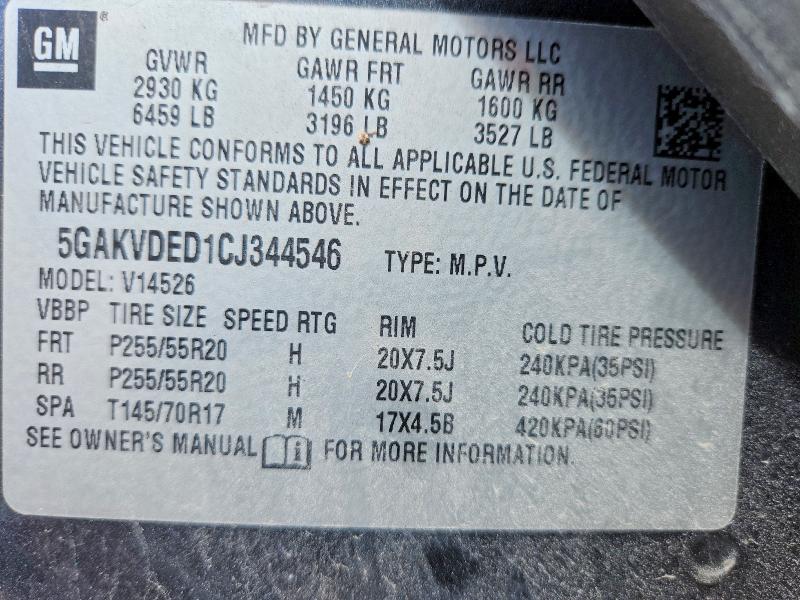 Aukcja sprzedaży 2012 Buick Enclave, vin: 5GAKVDED1CJ344546, numer aukcji: 66603146