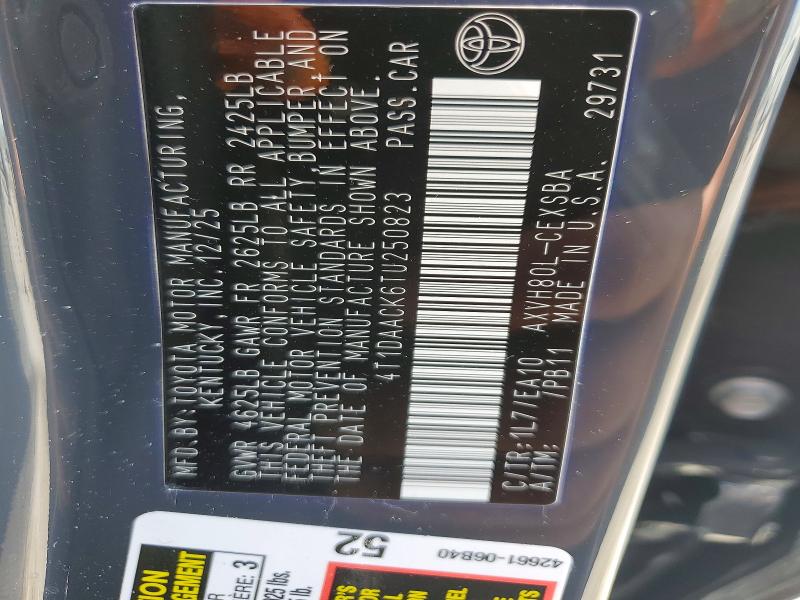Aukcja sprzedaży 2026 Toyota Camry, vin: 4T1DAACK6TU250823, numer aukcji: 67127476
