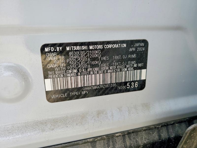 2024 Mitsubishi Eclipse Cross მანქანა იყიდება აუქციონზე, vin: JA4ATWAA7RZ061595, აუქციონის ნომერი: 67332686