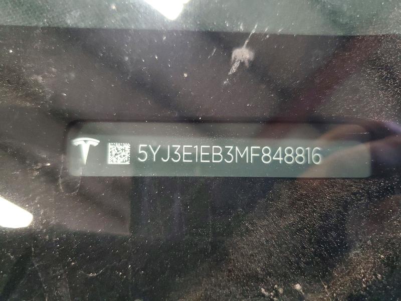 Aukcja sprzedaży 2021 Tesla Model 3, vin: 5YJ3E1EB3MF848816, numer aukcji: 63865686