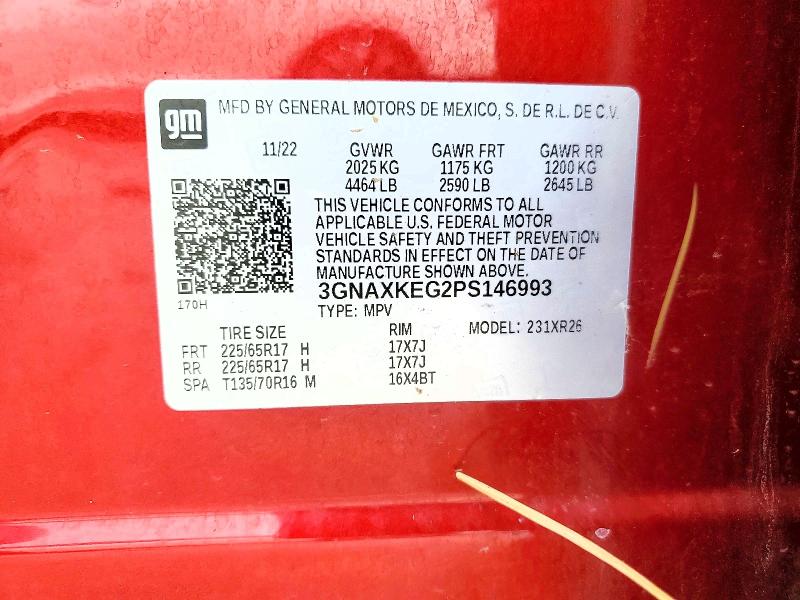 Aukcja sprzedaży 2023 Chevrolet Equinox, vin: 3GNAXKEG2PS146993, numer aukcji: 63876576
