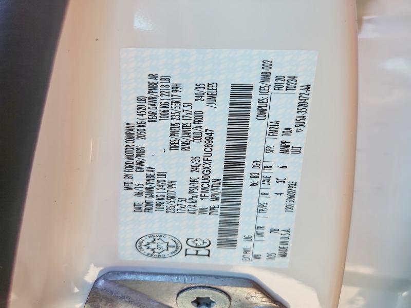 65467276 :رقم المزاد ، 1FMCU0GXXFUC69947 vin ، 2015 Ford Escape مزاد بيع