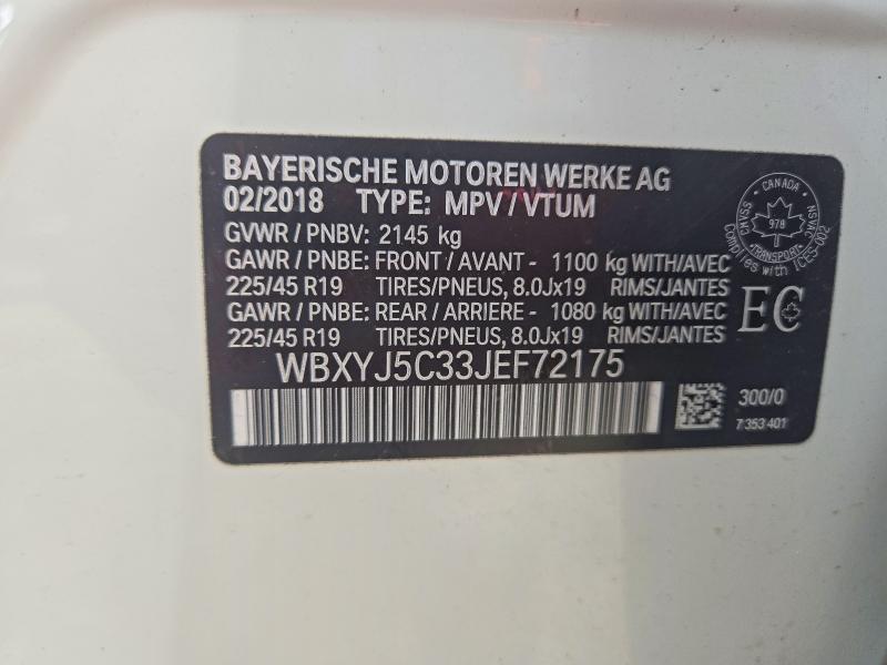 2018 Bmw X2 მანქანა იყიდება აუქციონზე, vin: WBXYJ5C33JEF72175, აუქციონის ნომერი: 64202846