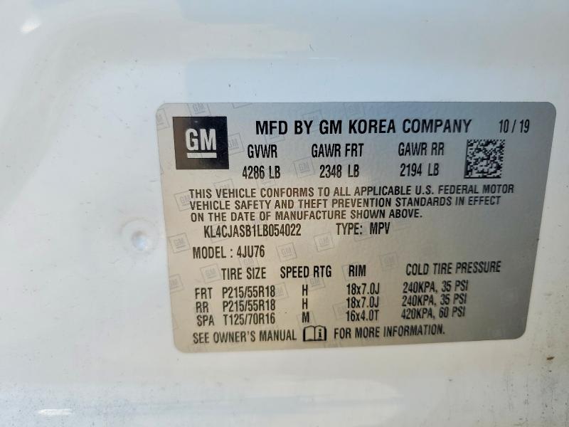 Продаж на аукціоні авто 2020 Buick Encore, vin: KL4CJASB1LB054022, номер лоту: 65698346