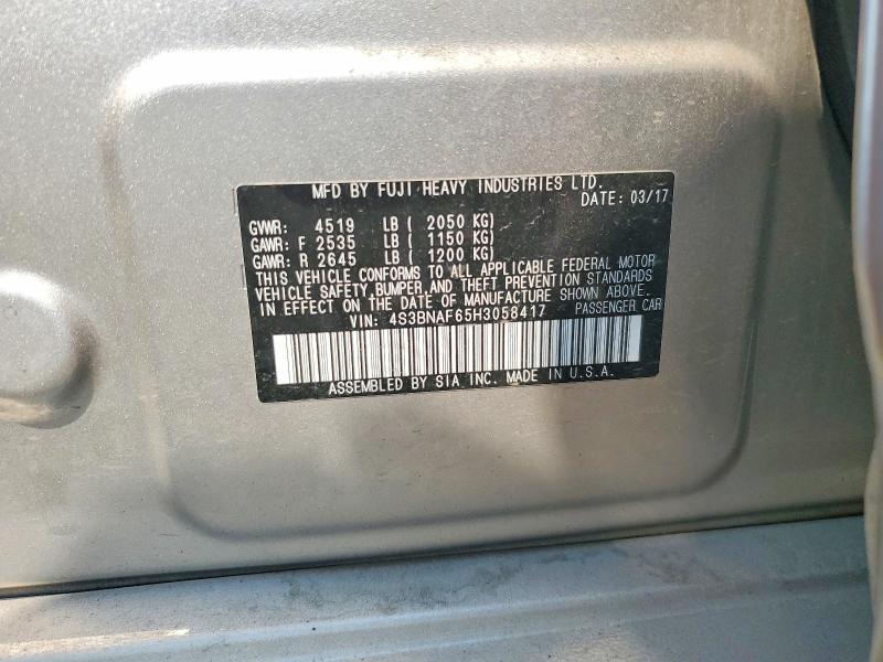 Продажа на аукционе авто 2017 Subaru Legacy, vin: 4S3BNAF65H3058417, номер лота: 64644386